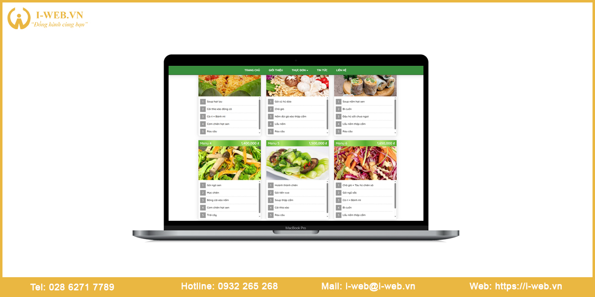 Bảng giá thiết kế web nấu tiệc tại nhà