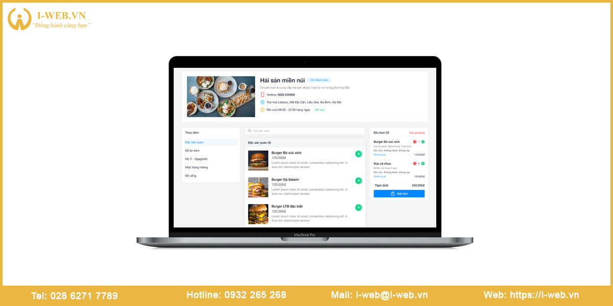 Bảng giá thiết kế web nhà hàng