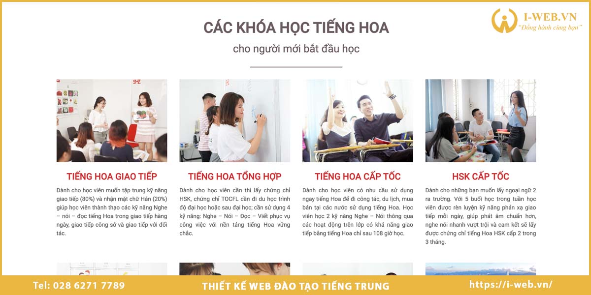 Dịch vụ thiết kế web đào tạo tiếng Trung