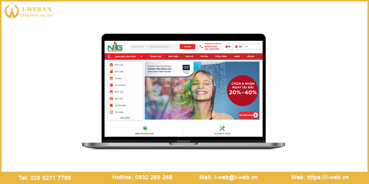 Dịch vụ thiết kế web thiết bị vệ sinh