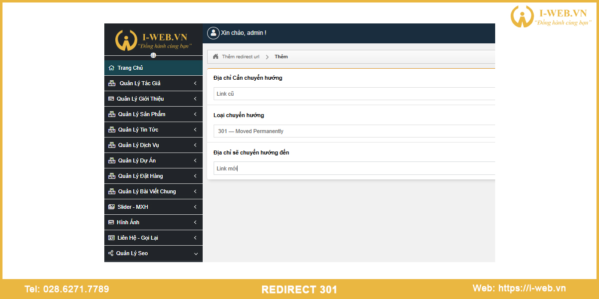 Chuyển hướng 301 web php