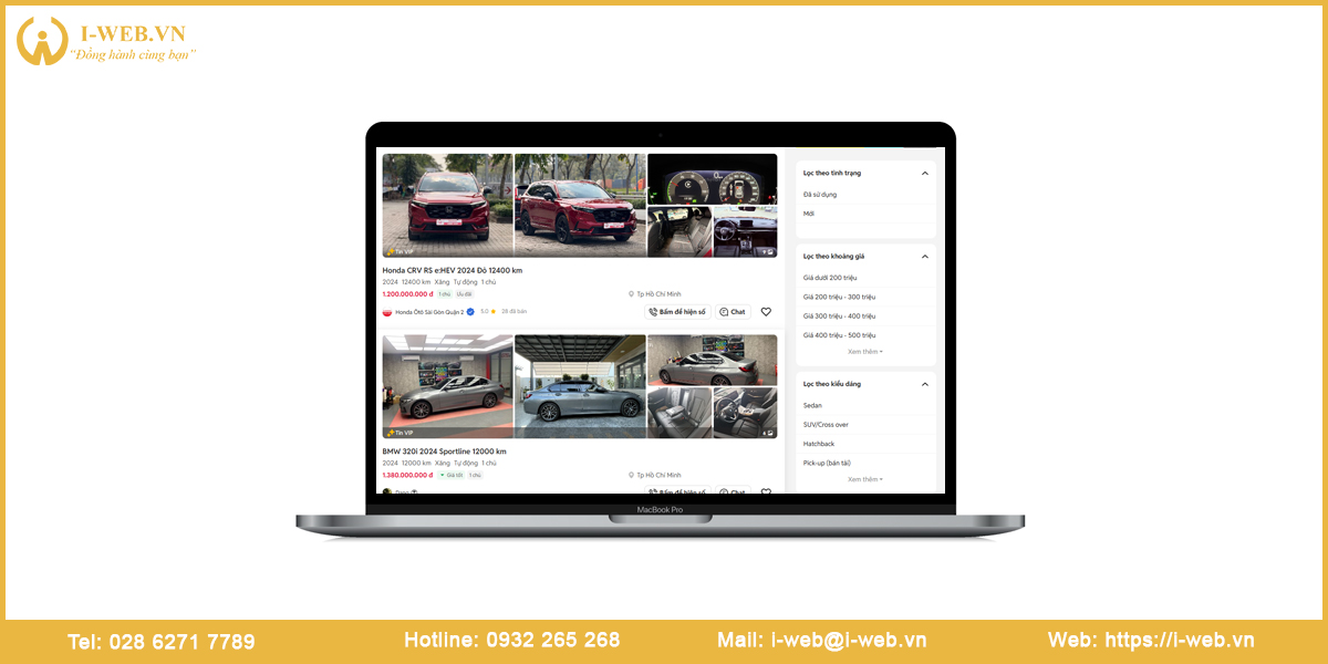 Lưu ý chức năng web xe hơi