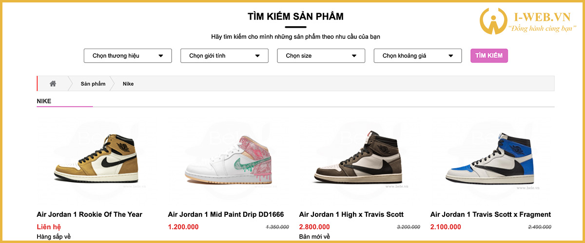 lưu ý khi thiết kế web bán giày dép