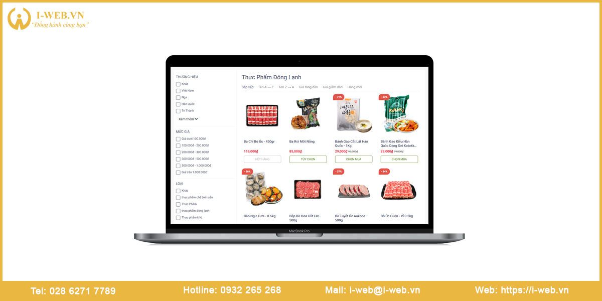 Lưu ý thiết kế web thực phẩm đông lạnh