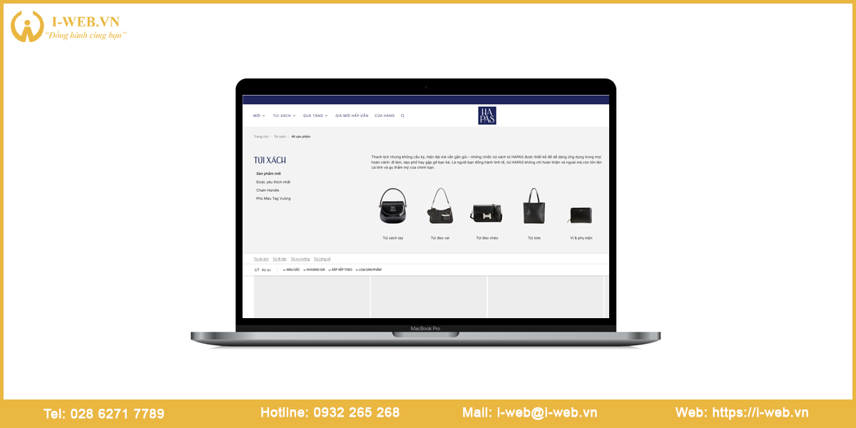 Mẫu website túi xách