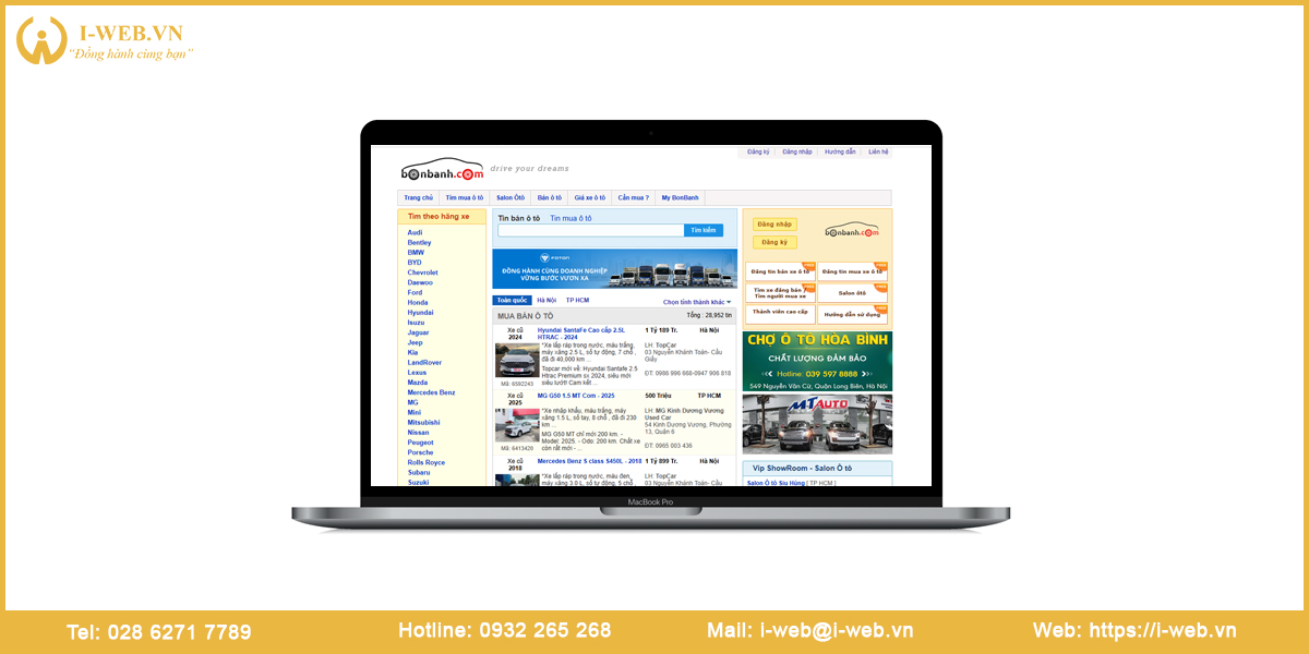 Mẫu website bán xe hơi