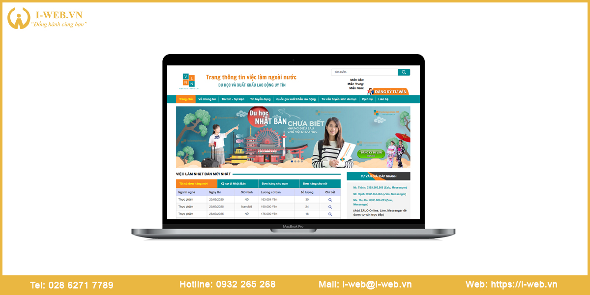 Mẫu website xuất khẩu lao động