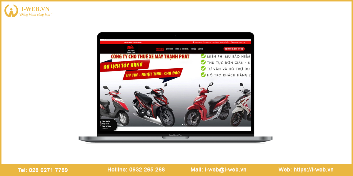 Mẫu website cho thuê xe máy