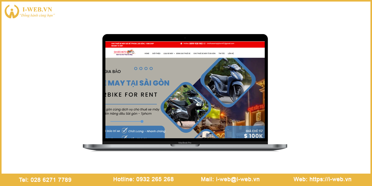 Mẫu website cho thuê xe máy