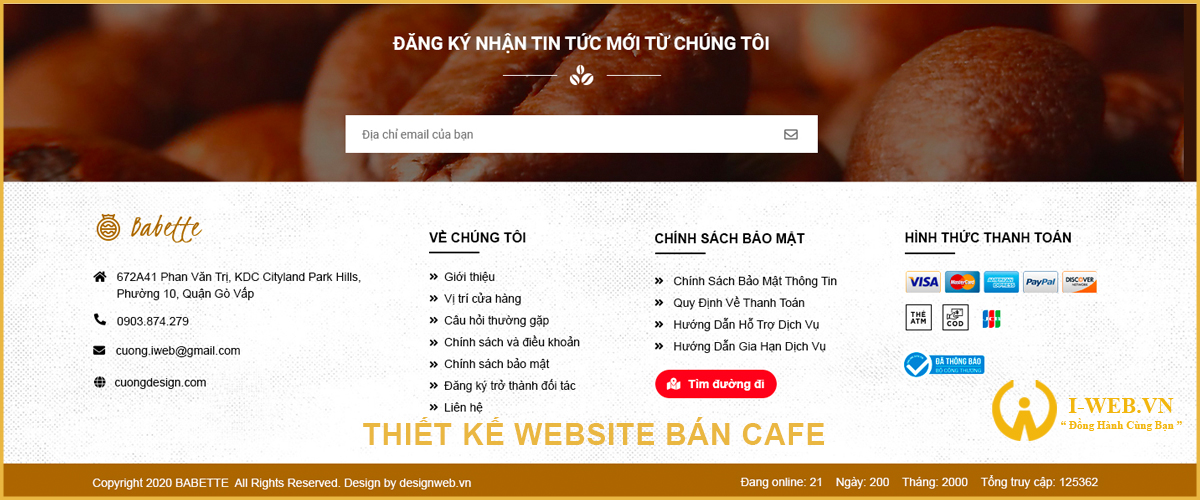 thiết kế web bán cafe tại iweb